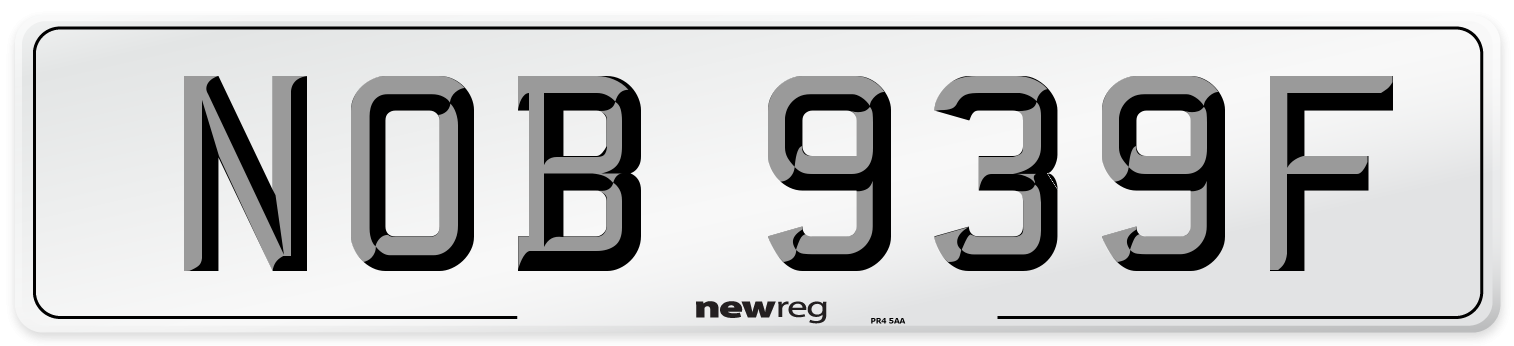 NOB 939F Number Plate from New Reg